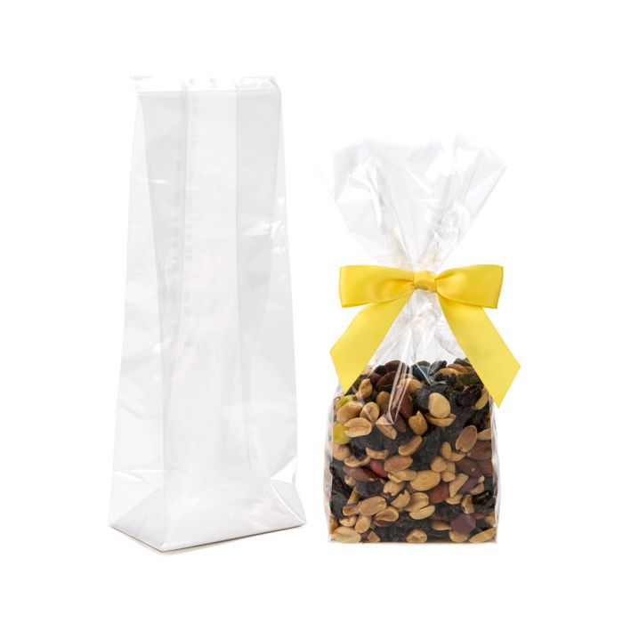 Block Bottom Bags Clear 8.9x5.7x24.8cm with paper insert (100 pieces) [FGPBH15]