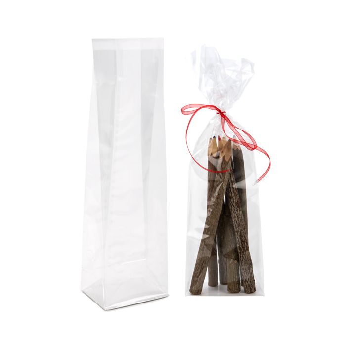Block Bottom Bags Clear 8.9x5.7x30.5cm with paper insert (100 pieces) [FGPBH16]