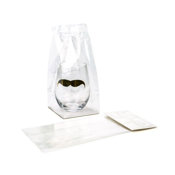 Block Bottom Bags Clear 10.2x10.2x22.9cm with paper insert (100 pieces) [FGPBH7]