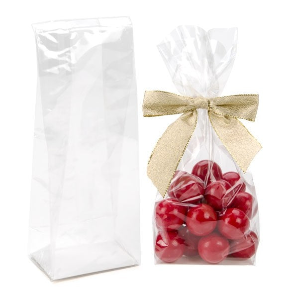 Block Bottom Bags Clear 7.6x5.1x20.3cm with paper insert (100 pieces) [FGPBH20]