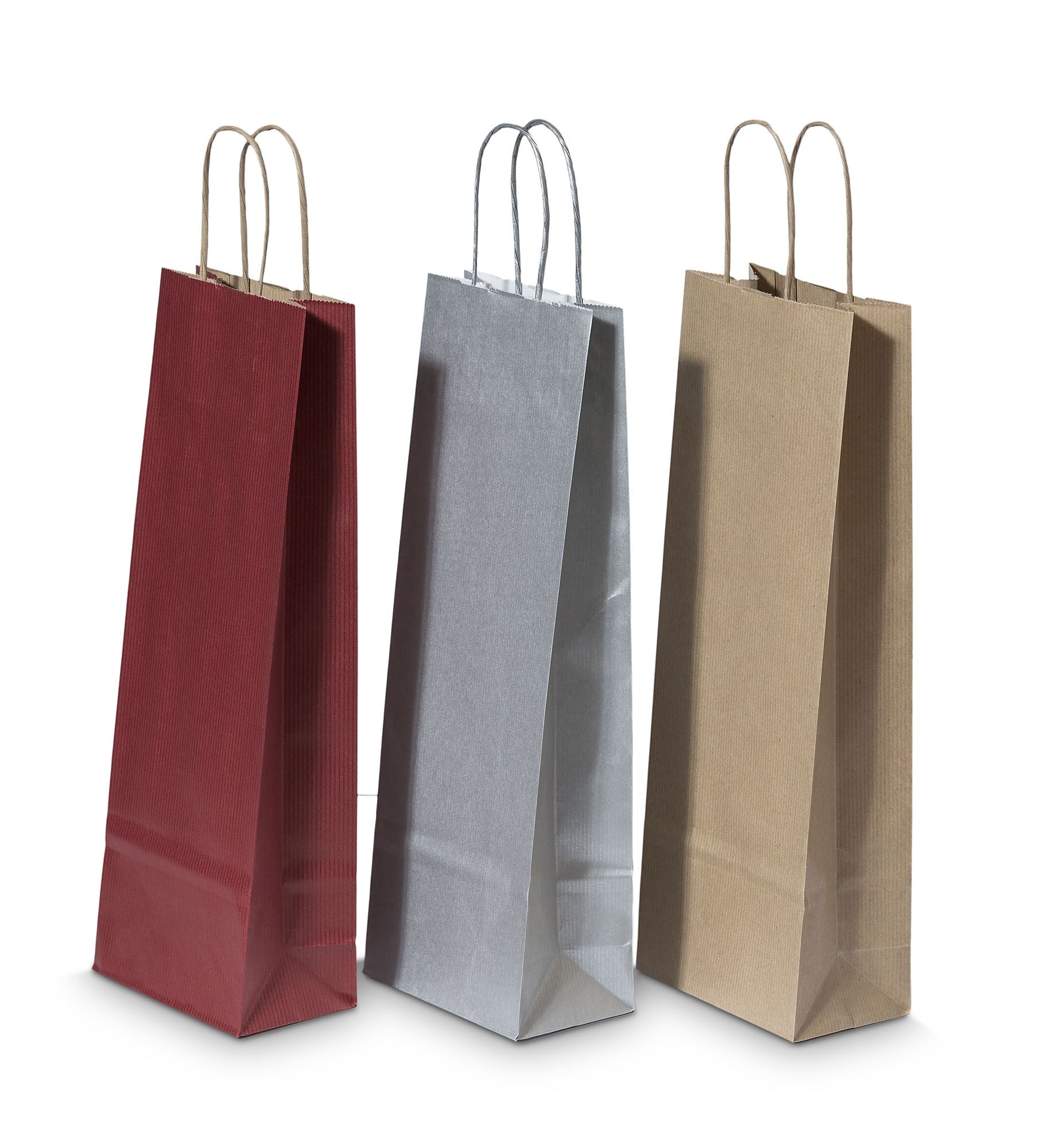 Carrier Bags for Bottles Silver 14x8x39cm Kraft 110 g/m (50 pieces) [PAWF1439SI]