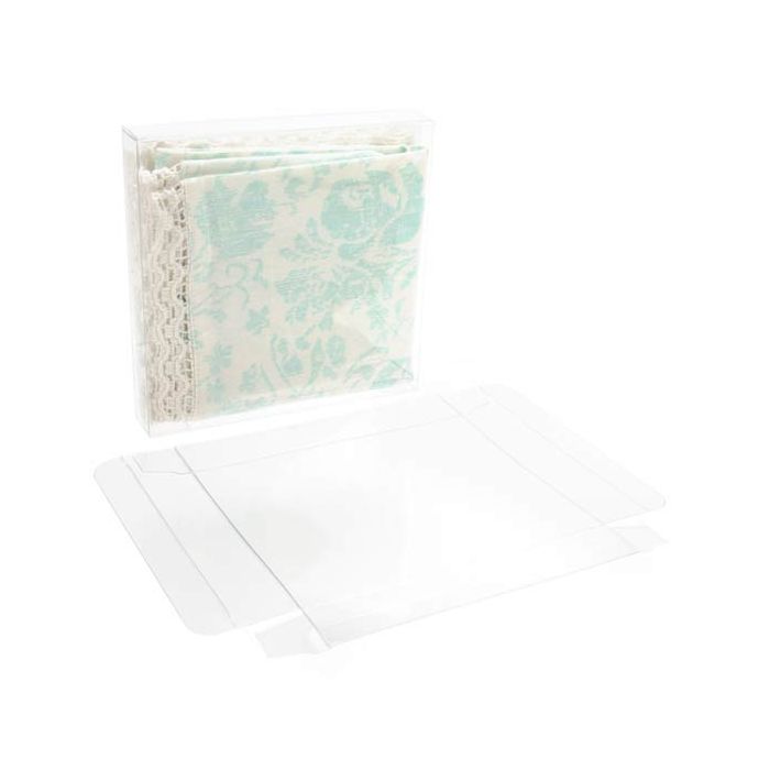 Plastic Gift Boxes 14.3x2.5x14.1cm Crystal Clear (25 pieces) [FPB48]