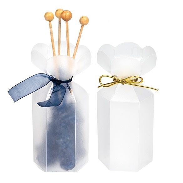 Frosted Plastic Gift Boxes with Flower Top 4.9x4.9x7.6cm (25 pieces) [FS354F]