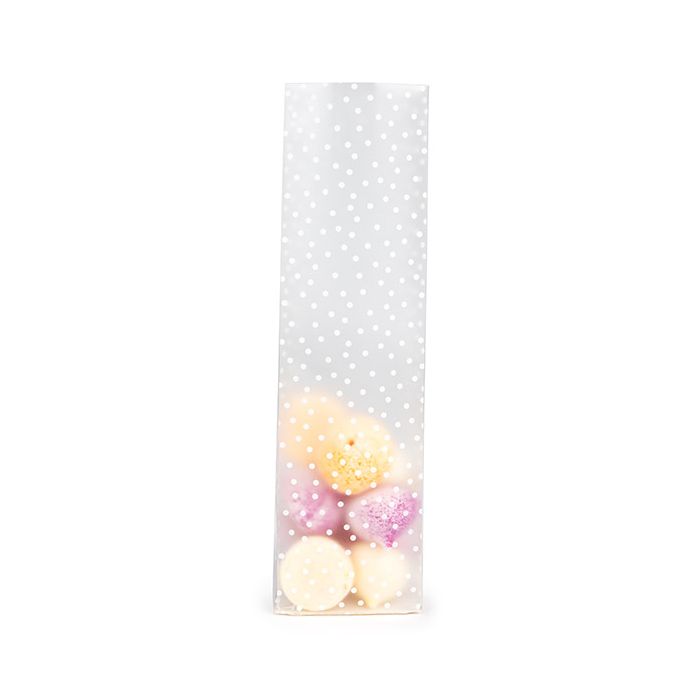 Block Bottom Bags w/ Paper Insert Frosted Polka Dots 7x5.1x25.4 cm (100 pieces) [FFGPB17D]