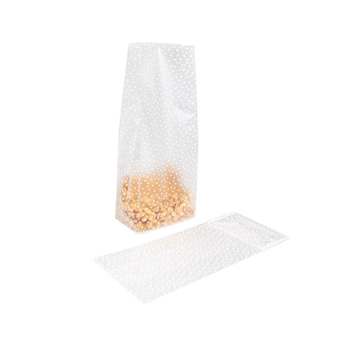 Block Bottom Bags w/ Paper Insert Frosted Polka Dots 12.7x7.6x30.5 cm (100 pieces) [FFGPB1D]