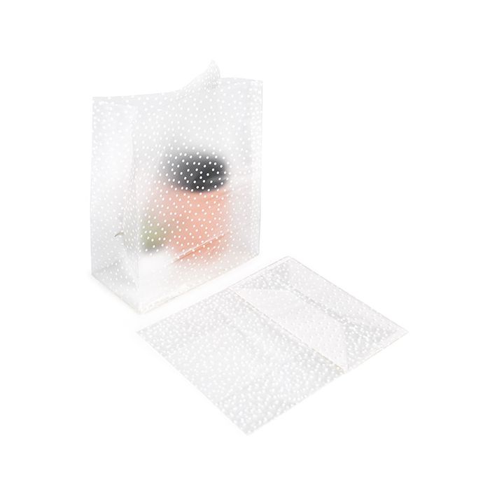 Block Bottom Bags w/ Paper Insert Frosted Polka Dots 17.8x10.2x22.9 cm (100 pieces) [FFGPB8D]