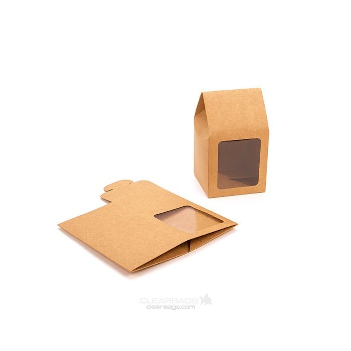 Kraft Gift Boxes with Window 8.9x8.9x16.5cm (25 pieces) [FS320]