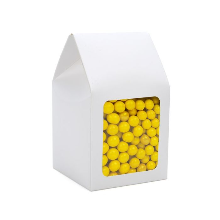 Kraft Gift Boxes with Window glossy White 9x9x16.5cm (25 pieces) [FS330]