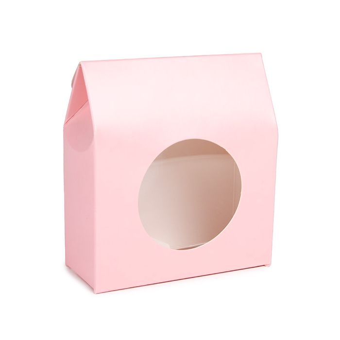 Kraft Gift Boxes Pink with Circle Window 8,9x3,8x10,2 cm (25 pieces) [FS341]