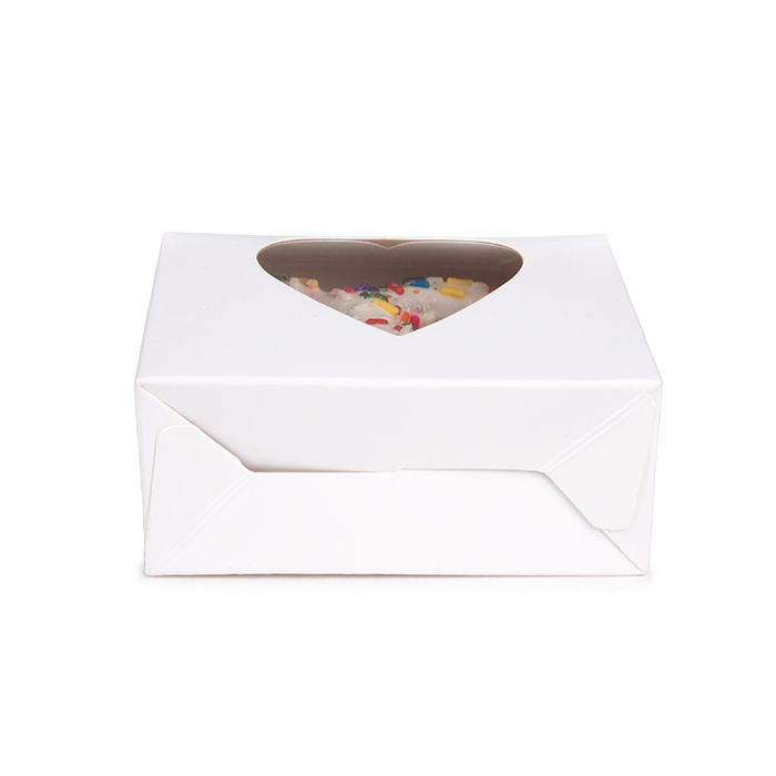 Kraft Gift Boxes White with Heart Window 8,9x3,8x10,2 cm (25 pieces) [FS342]