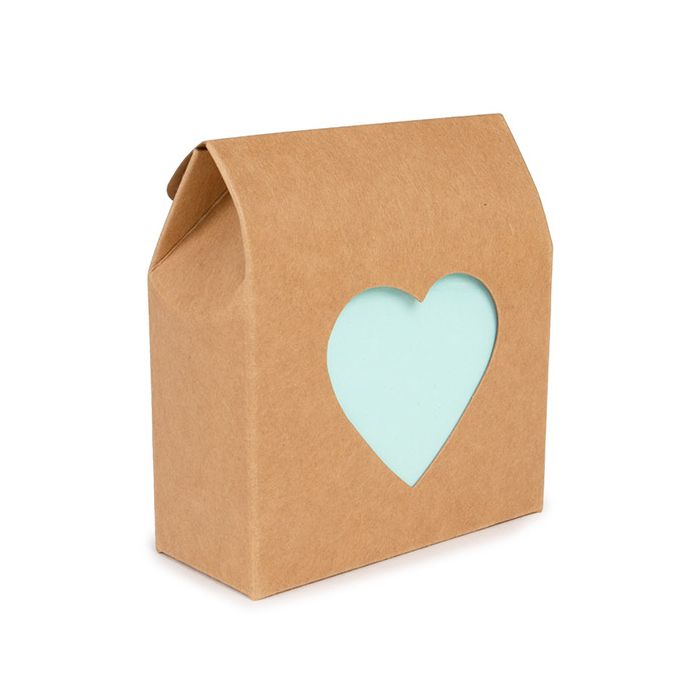 Kraft Gift Boxes Kraft with Heart Window 8,9x3,8x10,2 cm (25 pieces) [FS343]