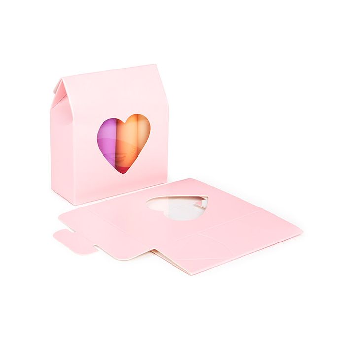 Kraft Gift Boxes Pink with Heart Window 8,9x3,8x10,2 cm (25 pieces) [FS344]