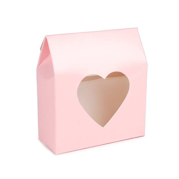 Kraft Gift Boxes Pink with Heart Window 8,9x3,8x10,2 cm (25 pieces) [FS344]
