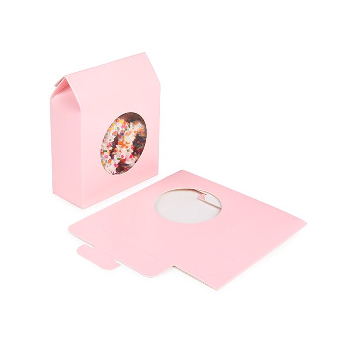 Kraft Gift Boxes Pink with Circle Window 10,5x4,4x13,3 cm (25 pieces) [FS347]