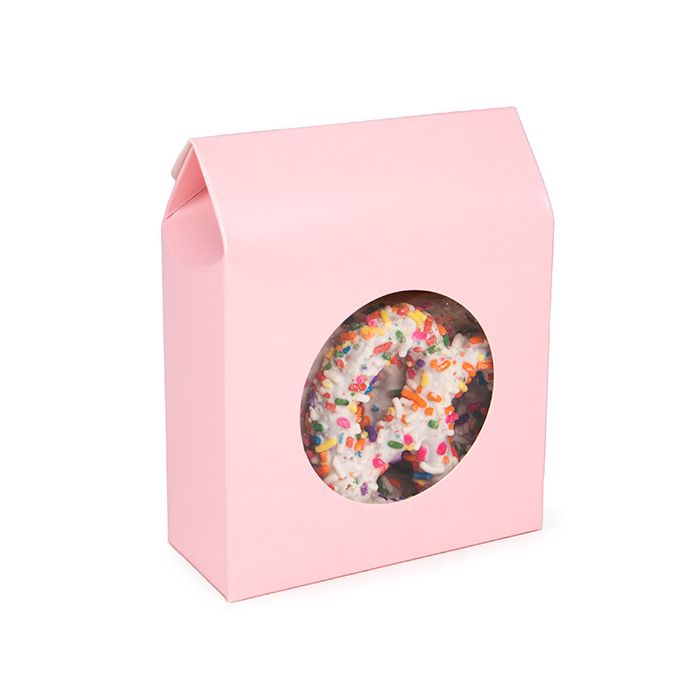 Kraft Gift Boxes Pink with Circle Window 10,5x4,4x13,3 cm (25 pieces) [FS347]