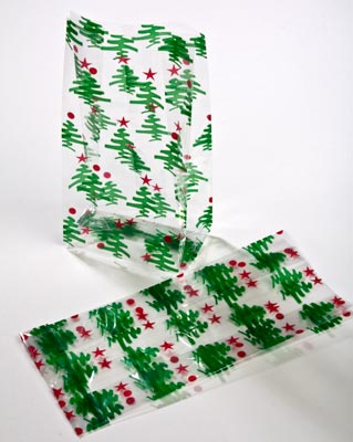 Printed Bags Christmas Trees 12.7x7.6x29.2cm with side gusset (100 pieces) [G5CTR]
