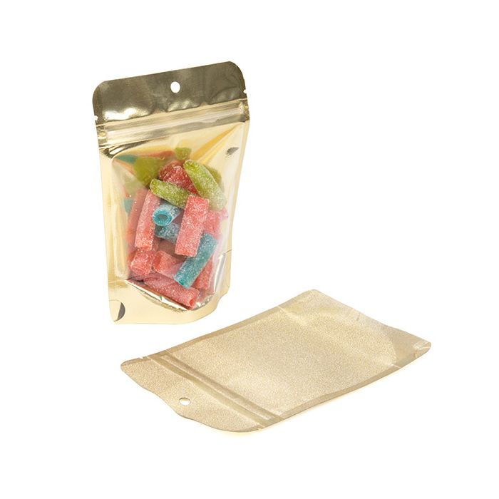 Stand Up Pouches Transparent/Gold 10,2x6x15,2cm (100 Pieces) [ZBG2GLG]