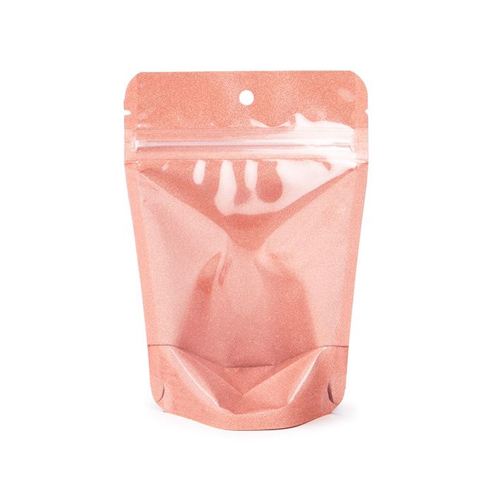 Stand Up Pouch 10.2x6x15.2 cm Rose Gold Glitter (100 pieces) [ZBG2GLRG]
