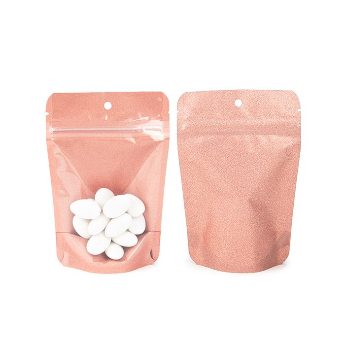 Stand Up Pouch 10.2x6x15.2 cm Rose Gold Glitter (100 pieces) [ZBG2GLRG]