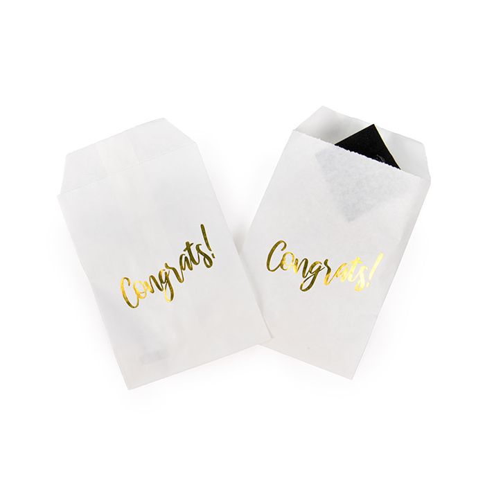 Paper Bags White with Gold Congrats 7,6x12,7 cm (100 pieces) [GPB35GC]