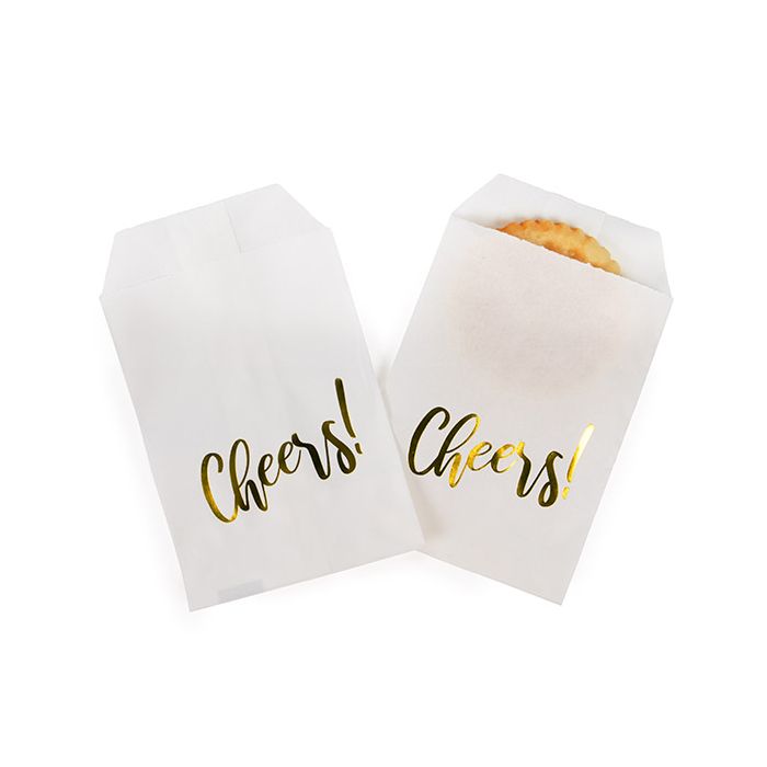 Paper Bags White with Gold Cheers 7,6x12,7 cm (100 pieces) [GPB35GCH]