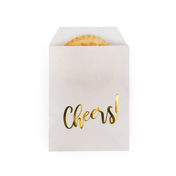Paper Bags White with Gold Cheers 7,6x12,7 cm (100 pieces) [GPB35GCH]