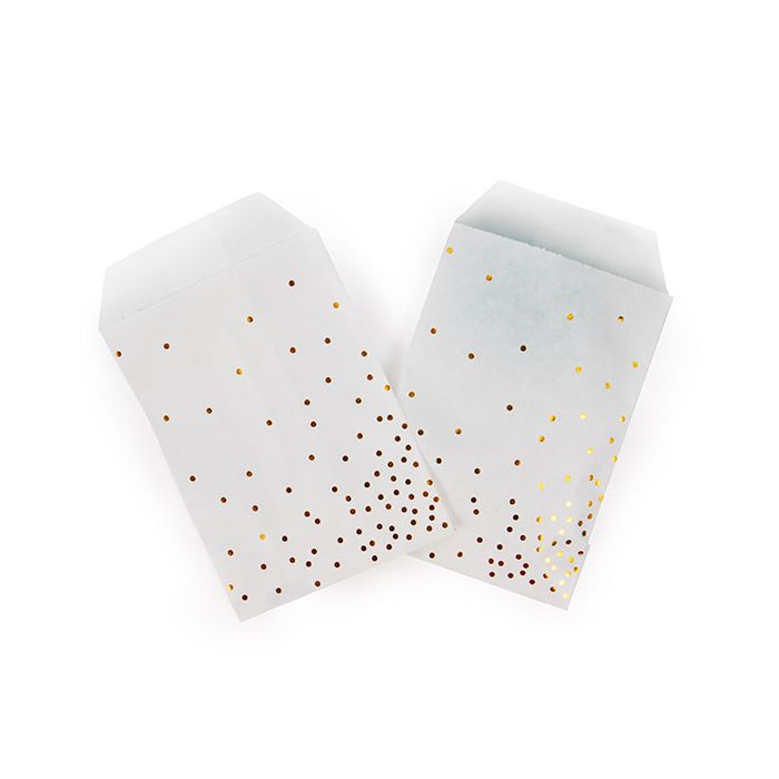 Paper Bags White with Gold Dots 7,6x12,7 cm (100 pieces) [GPB35GD]