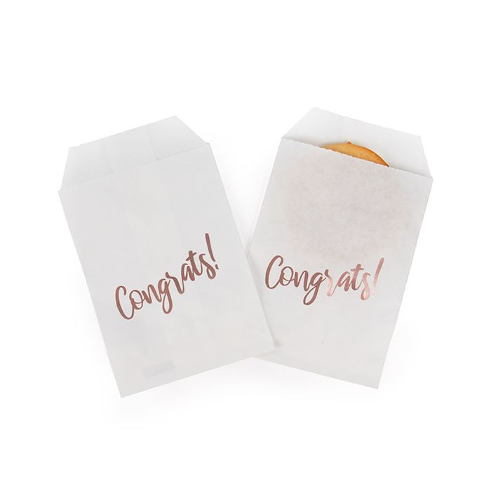 Paper Bags White with Rose Gold Congrats 7,6x12,7 cm (100 pieces) [GPB35RC]