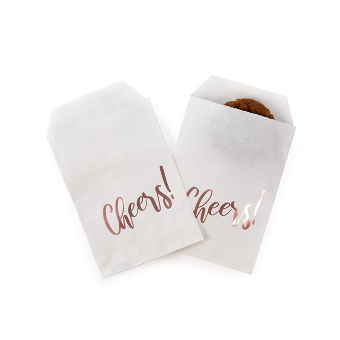 Paper Bags White with Rose Gold Cheers 7,6x12,7 cm (100 pieces) [GPB35RCH]