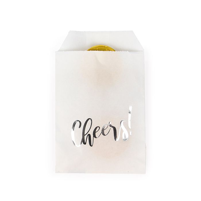 Paper Bags White with Silver Cheers 7,6x12,7 cm (100 pieces) [GPB35SCH]