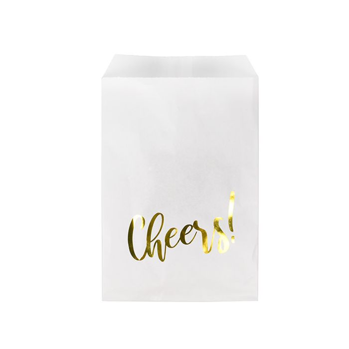 Paper Bags White with Gold Cheers 12,7x20,3 cm (100 pieces) [GPB58GCH]