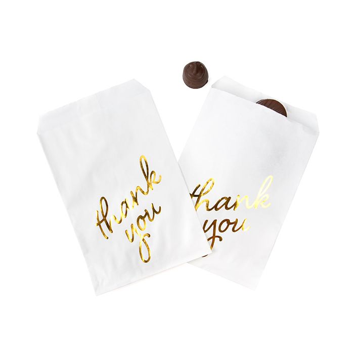 Paper Bags White with Gold Thank You 12,7x20,3 cm (100 pieces) [GPB58GT]