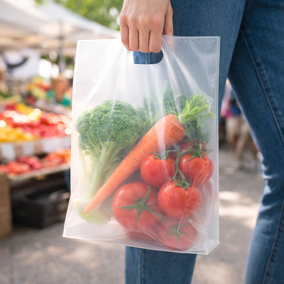 Plastic Carrier Bags Frost 22.9x30.5cm 60 micron LDPE (100 pieces) [H912FT1]