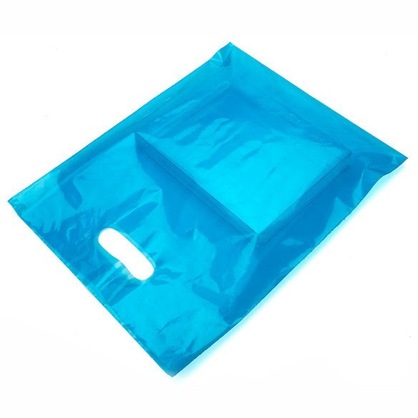 Plastic Carrier Bags Blue 30.5x38.1cm PE 60 micron (100 pieces) [H1215BL1]