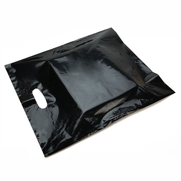 Plastic Carrier Bags Black 38.1x45.7cm 60 micron LDPE (100 pieces) [H1518BK1]