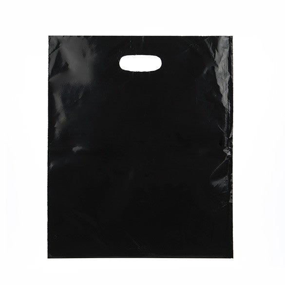 Plastic Carrier Bags Black 38.1x45.7cm 60 micron LDPE (100 pieces) [H1518BK1]