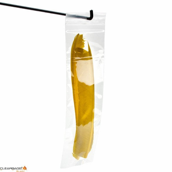 Grip Seal Bags with Hang hole 7.5x30.5cm Crystal Clear PP 50 micron (100 pieces) [ZR312]