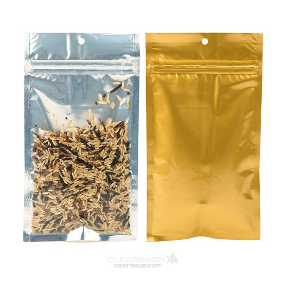 Grip Seal Bags Transparent/Gold 10.2x16.5cm (100 pieces) [HZBB5CG]
