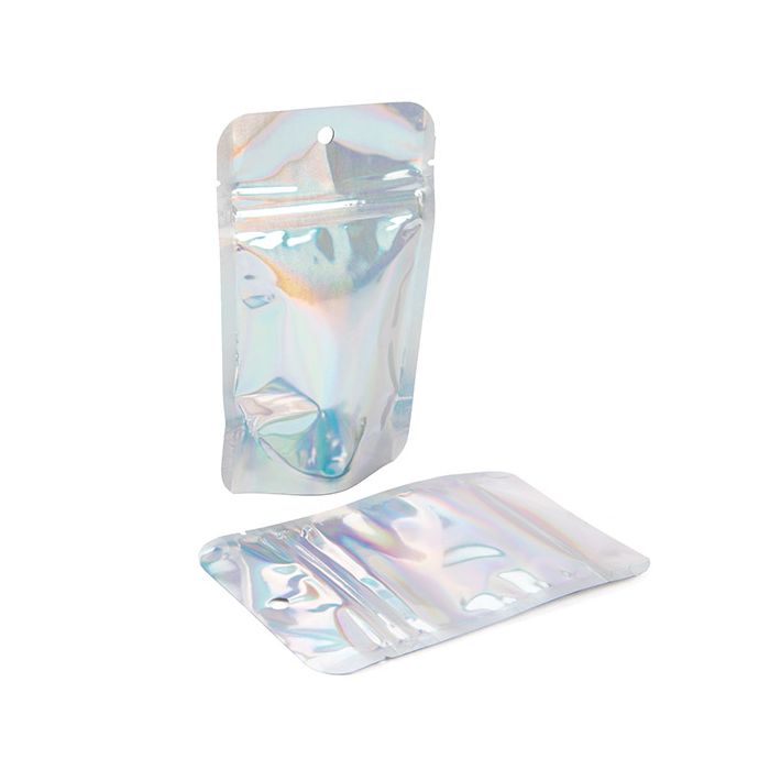 Stand Up Pouches Iridescent/Holographic 7,9x5,1x13cm With Hanghole (25 Pieces) [ZBGH1]