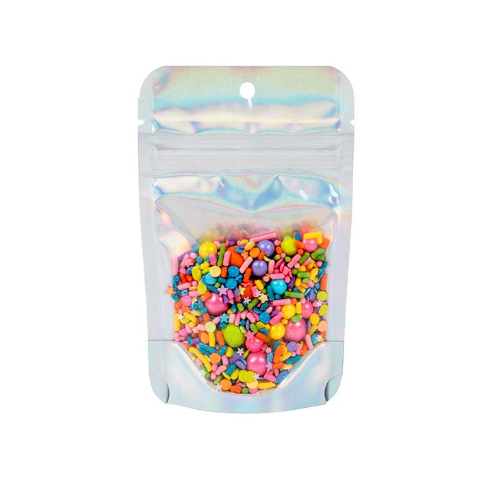 Stand Up Pouches Transparent/Iridescent/Holographic 7,9x5,1x13cm With Hanghole (25 Pieces) [ZBGH1C]