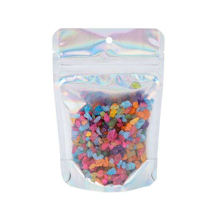 Stand Up Pouches Transparent/Iridescent/Holographic 10,2x6x15,2cm With Hanghole (25 Pieces) [ZBGH2C]