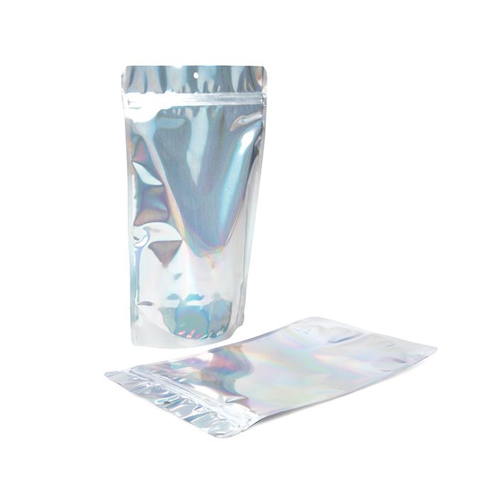 Stand Up Pouches holographic 17,1x8,9x28,6cm With Hanghole (25 Pieces) [ZBGH4]