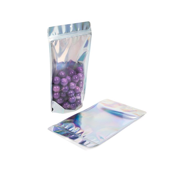 Stand Up Pouches Transparent/Iridescent/Holographic 17,1x8,9x28,6cm With Hanghole (25 Pieces) [ZBGH4C]