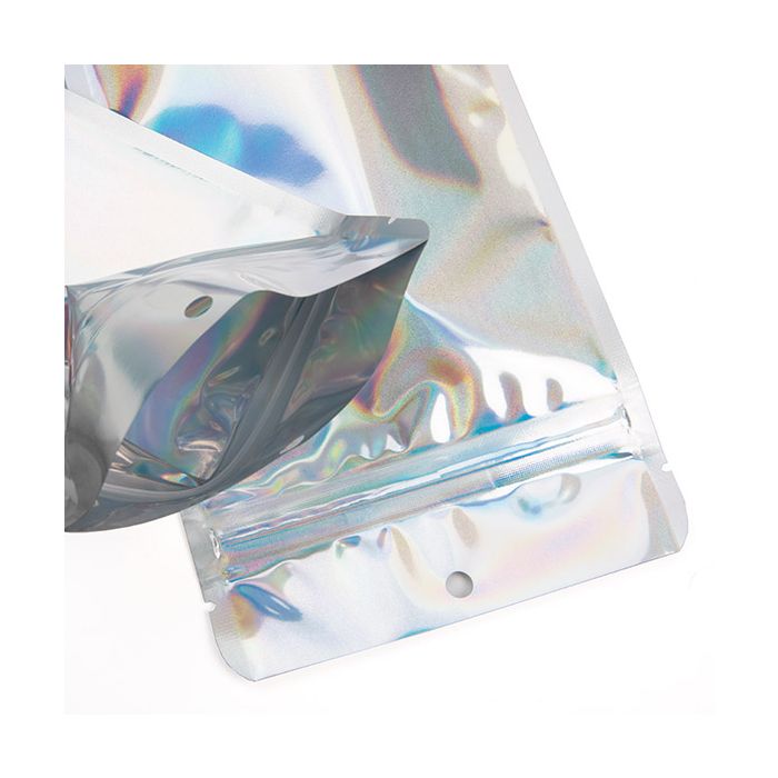 Stand Up Pouch Holographic 10.8x6x23.8 cm With Round Hanghole (25 pieces) [ZBGH1N]