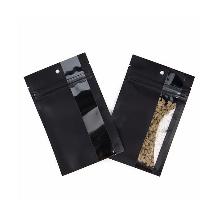 Grip Seal Bags Matte Black w/ Vertical Window 9,2x12,7 cm (100 pieces) [HZBV4MB]