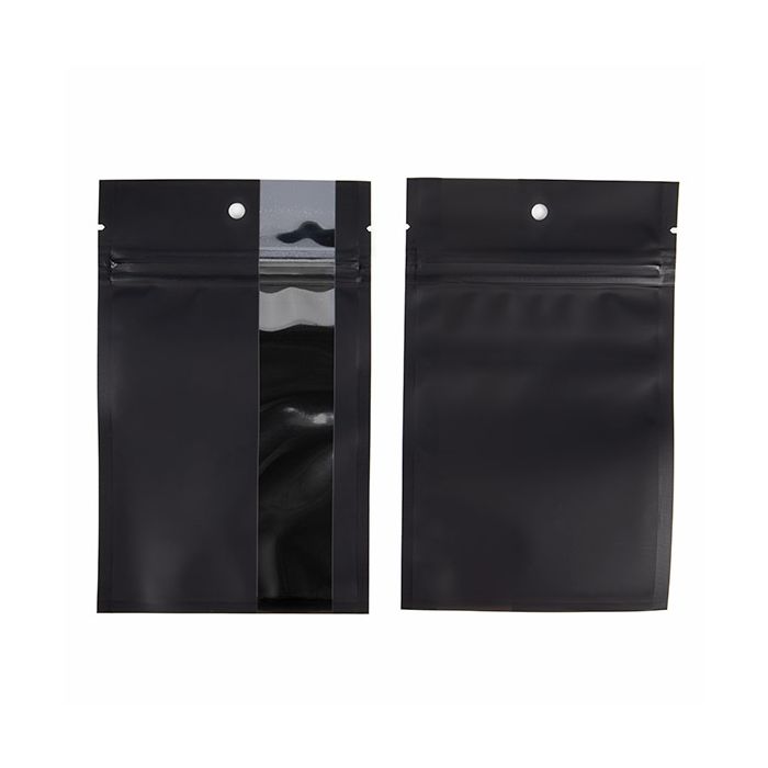 Grip Seal Bags Matte Black w/ Vertical Window 9,2x12,7 cm (100 pieces) [HZBV4MB]