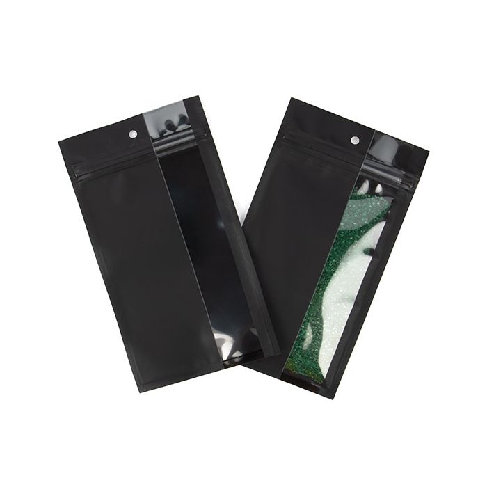 Grip Seal Bags Matte Black W/Vertical Window 10,2x16,5 cm (100 pieces) [HZBV5MB]