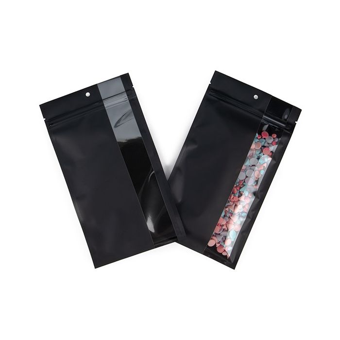 Grip Seal Bags Matte Black w/ Vertical Window 12,7x20,8 cm (100 pieces) [HZBV6MB]