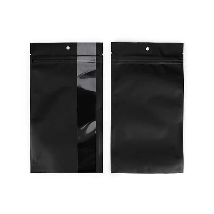 Grip Seal Bags Matte Black w/ Vertical Window 12,7x20,8 cm (100 pieces) [HZBV6MB]