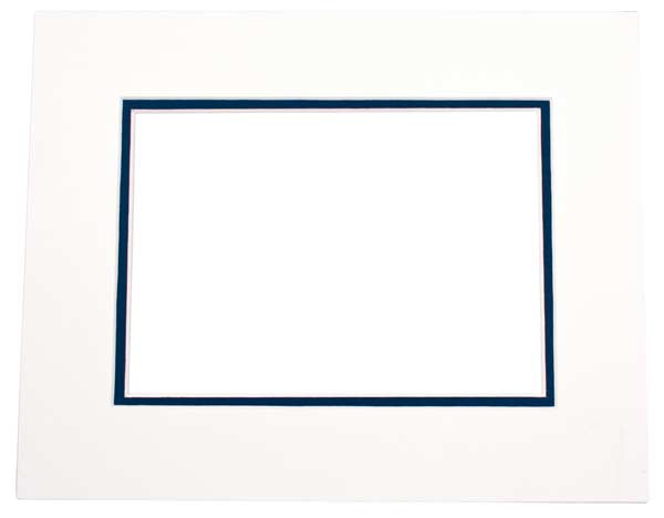 Mount Board Double thick Ivory/dark Blue 27.9x35.6cm with 20.6x27cm Window